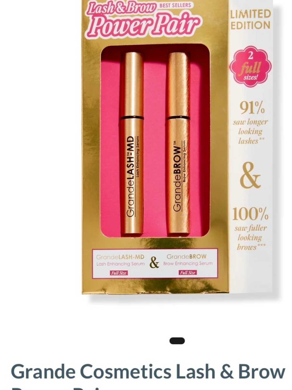 Grande Cosmetics Power Pair Lash & Brow Serum Set — Gold